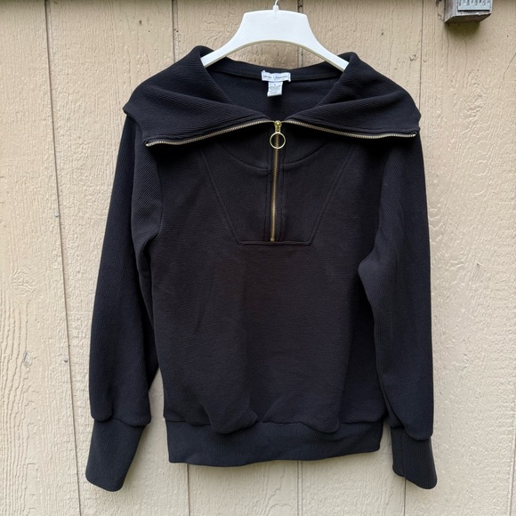 Better / Together Women’s Black Ribbed Quarter Zip Sweatshirt S - Picture 1 of 3